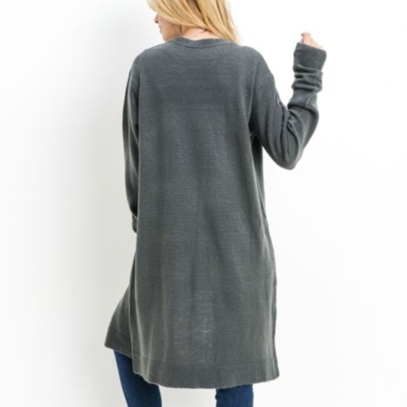 Mind Code Open Front Jersey-Knit Longline Cardi Gray Women's size S/M New - Picture 3 of 4